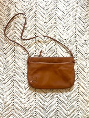 Vintage Anne Klein for Calderon Leather Crossbody Bag in Cognac Brown